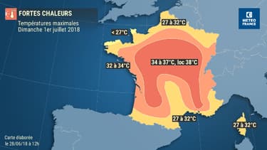 Il fera localement jusqu'à 38° au centre et au sud du pays.