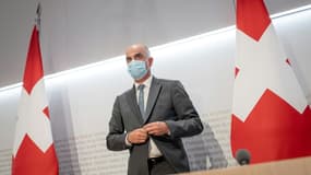 Le ministre de l'Intérieur et de la Santé suisse Alain Berset le 26 mai 2021 lors d'une conférence de presse à Berne