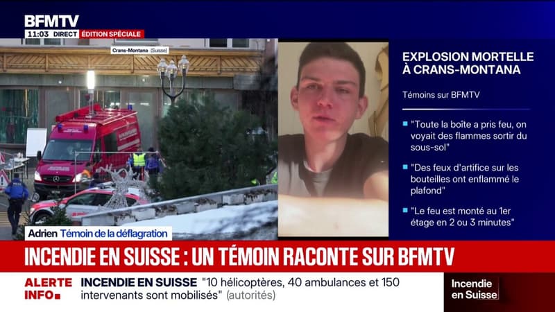 Incendie à Crans-Montana: "C'était comme un film d'horreur", affirme Adrien, témoin de la déflagration