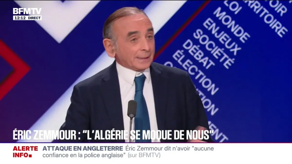 "L'Algérie a décidé que la France était mûre pour une revanche coloniale",  estime Éric Zemmour, président du parti "Reconquête"