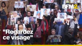 Des députés de La France insoumise brandissent des photos d'enfants gazaouis à l'Assemblée nationale