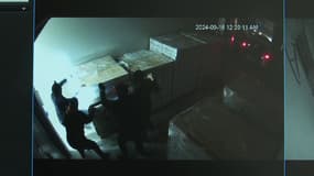 Images de caméras de surveillance montrant un vol de bouteilles de vin grand cru le 16 septembre 2024