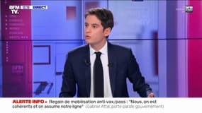 Propos polémiques d'Emmanuel Macron sur les non-vaccinés: "On assume de leur mettre la pression", déclare Gabriel Attal