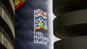 Le logo de la Ligue des nations, à San Siro (Milan) le 5 octobre 2021