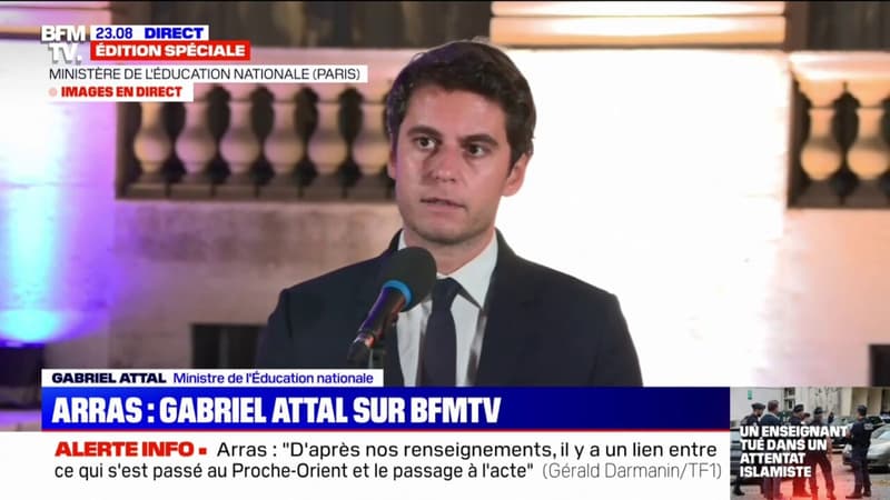 Attaque au couteau à Arras: le ministre de l'Éducation nationale, Gabriel Attal, dénonce 