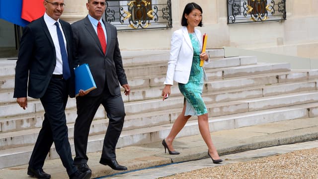 Harlem Désir, Kader Arif et Fleur Pellerin à la sortie du Conseil des ministres, le 27 août.
