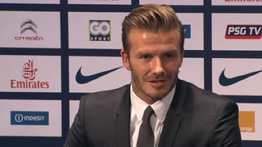 David Beckham, lors de sa conférence de presse d'arrivée au PSG le 31 janvier dernier.