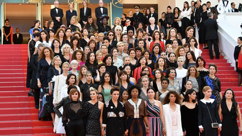 82 femmes issues du monde du cinéma sur les marches de Cannes, le 12 mai 2018