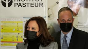 Kamala Harris mardi à l'Institut Pasteur.