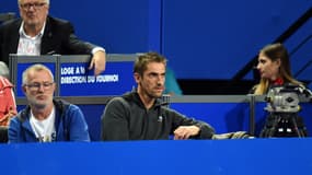 Nicolas Escude entraîneur de Jérémy Chardy lors du premier tour de l'Open Sud de France le 6 février 2017 à Montpellier, France.