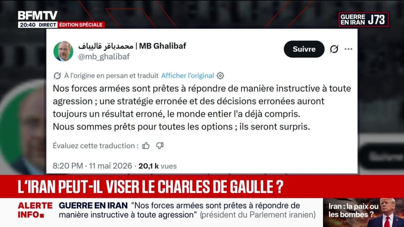 "Nos forces armées sont prêtes à répondre de manière instructive à toute agression", annonce le président du Parlement iranien