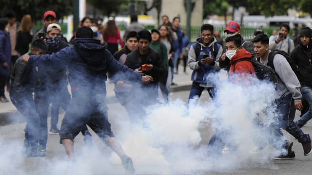 Des manifestants à La Paz, le 13 novembre dernier en Bolivie.