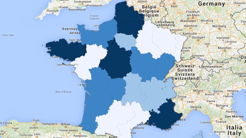 La nouvelle carte des régions prévoit notamment la fusion de l'Alsace et de la Lorraine et du Languedoc-Roussillon avec Midi-Pyrénées. 