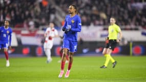 Bradley Barcola entré en jeu avec l'équipe de France contre la Croatie en quart de finale aller de Ligue des nations, 23 mars 2025