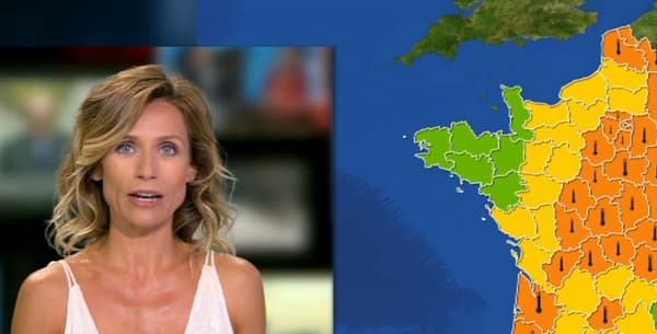 Sandra Larue présente la carte de vigilance météo sur BFMTV le 27 août 2016. - BFMTV Sandra Larue présente la carte de vigilance météo sur BFMTV le 27 août 2016. - BFMTV