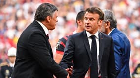 Emmanuel Macron lors de la finale du Top 14, au Stade de France le 17 juin 2023