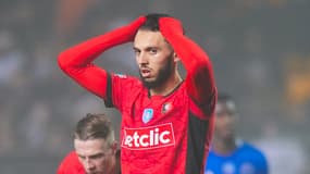 Le buteur Amine Gouiri lors d'un match de Rennes en janvier 2025