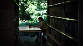 Une étudiante à la bibliothèque de l'Institut de mathématiques d'Orsay à l'Université Paris-Saclay, en septembre 2021 (photo d'illustration)