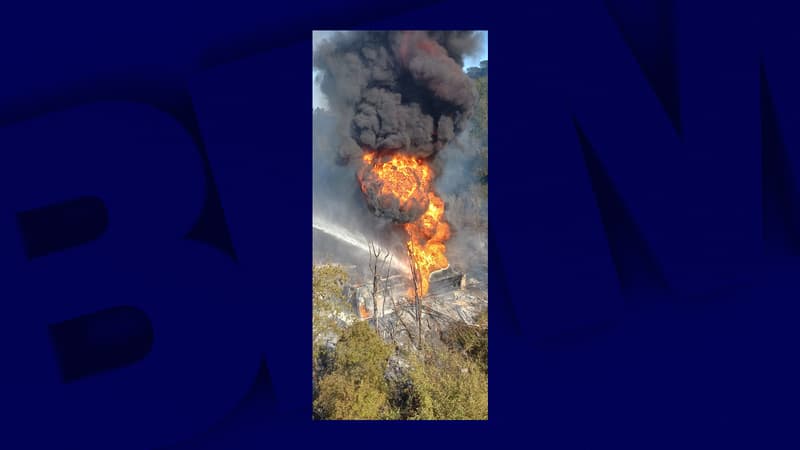 Un camion citerne en feu le 27 septembre au Muy.