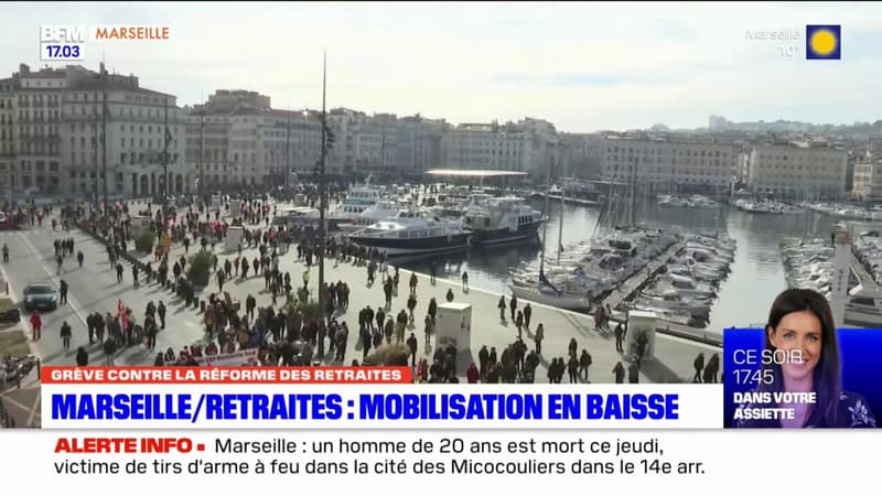 Manifestation contre la réforme des retraites à Marseille: mobilisation en baisse
