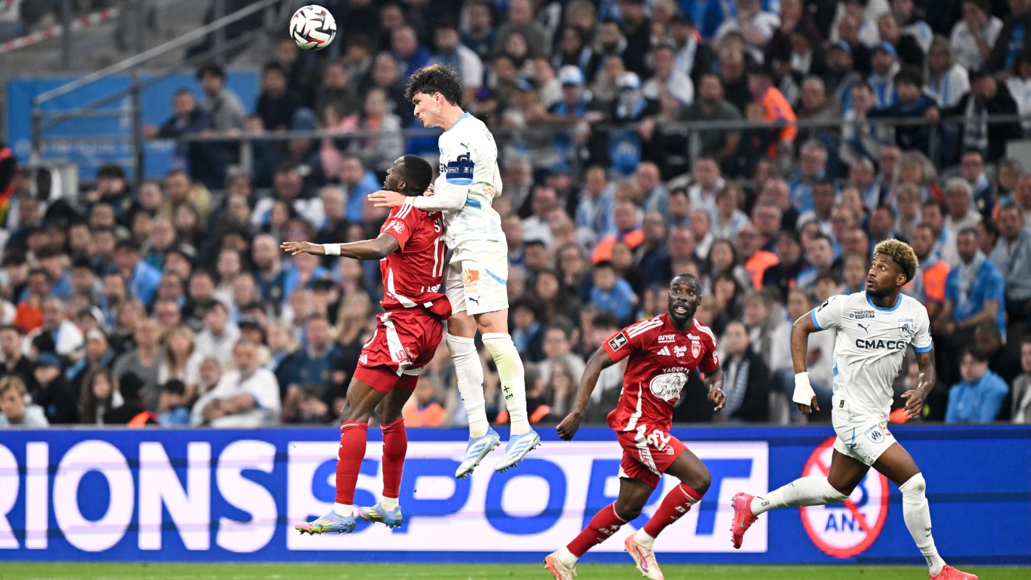 Leonardo Barlerdi face à Brest en Ligue 1, le 27 avril 2025.