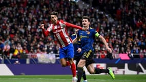 L'attaquant portugais de l'Atlético Madrid, Joao Felix, ouvre le score à domicile contre Manchester United, lors du 8e de finale aller de la Ligue des Champions, le 23 février 2022 au Wanda Metropolitano Stadium