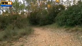 Vue du chemin emprunté par la joggeuse retrouvée morte jeudi, à Nîmes. Son corps porte plusieurs traces d'arme blanche, a annoncé vendredi le procureur de la République.