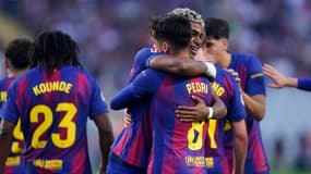 Lamine Yamal et Pedri lors du match Barça-Gérone (1-0, Liga), le 19 octobre 2025