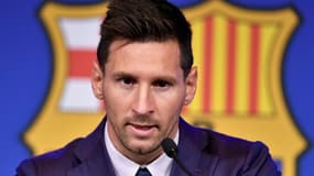 Lionel Messi le 8 aôut 2021 au stade du Camp Nou à Barcelone en Espagne.  