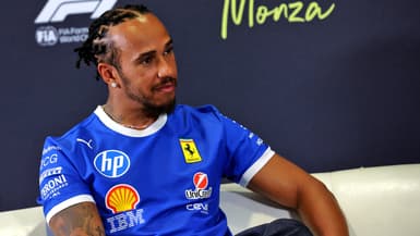 Le pilote britannique Lewis Hamilton en conférence de presse avant le GP De Monza, le 4 septembre 2025.