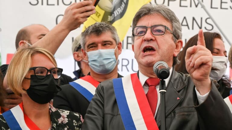 Jean-Luc Mélenchon, le patron de la France insoumise, le 5 juin 2021 à Livet-et-Gavet (Isère)
