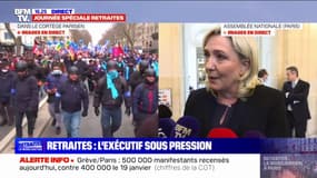 Marine Le Pen: "Plus le gouvernement argumente sur sa réforme, plus les Français prennent conscience de l'inutilité, de la brutalité et de l'injustice de cette réforme"