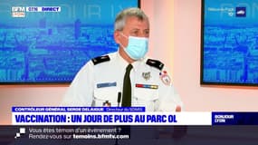 Vaccination au Parc OL: le contrôleur général Serge Delaigue  explique comment le centre s'organise pour éviter le gaspillage