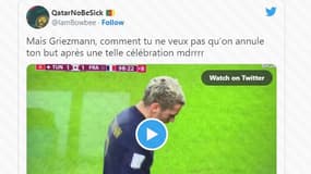 La célébration de Griezmann lors de son but annulé contre la Tunisie