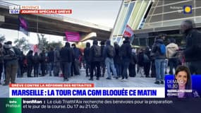 Marseille: la tour de la CMA CGM bloquée par les manifestants