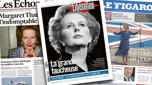 Les Echos, Libération et le Figaro notamment ont consacré leur Une à la mort de Margaret Thatcher, mardi 9 avril