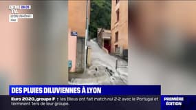 Rues et quais inondés après le passage d'un orage à Lyon