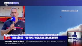 Gard: "Le feu est fixé mais est loin d'être éteint", affirme le chef du commandement des opérations à Bessèges
