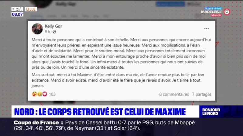 Nord: le corps retrouvé début janvier est celui de Maxime, étudiant porté disparu depuis décembre