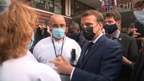 Emmanuel Macron à l'hôpital Rothschild à Paris, le 6 octobre 2020.