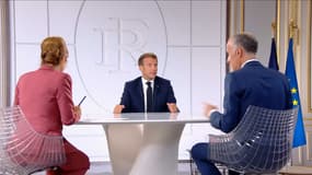 Emmanuel Macron lors de son interview télévisée du 14 juillet 2020.