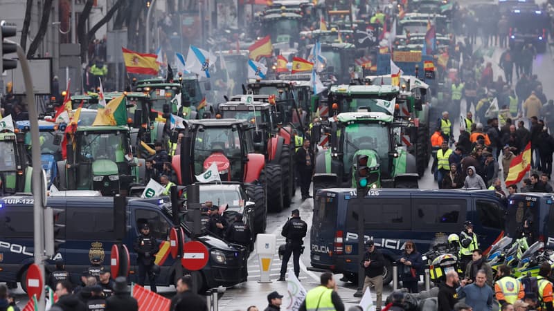 Une "excellente nouvelle" selon le Premier ministre socialiste mais les Espagnols sont moins convaincus: des milliers d'agriculteurs manifestent à Madrid contre l'accord UE-Mercosur