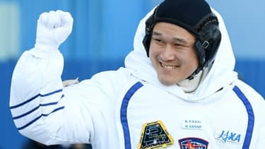 L'astronaute japonais Norishige Kanai avant son envol vers la Station spatiale internatioanle, le 17 décembre 2017 à Baikonur, au Kazakhstan