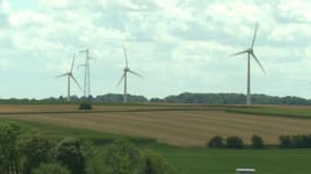 Parc éolien proche d'habitations, dans le Pas-de-Calais.