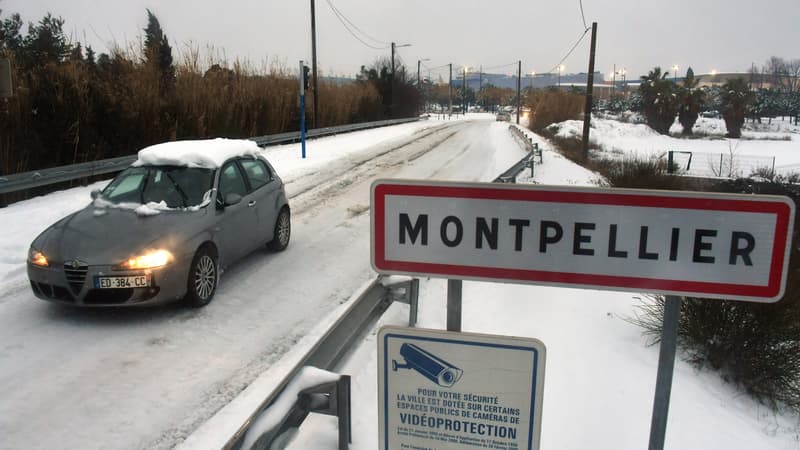 Montpellier entravé par la neige.