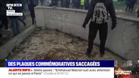 Manifestations à Paris: des plaques commémoratives saccagées