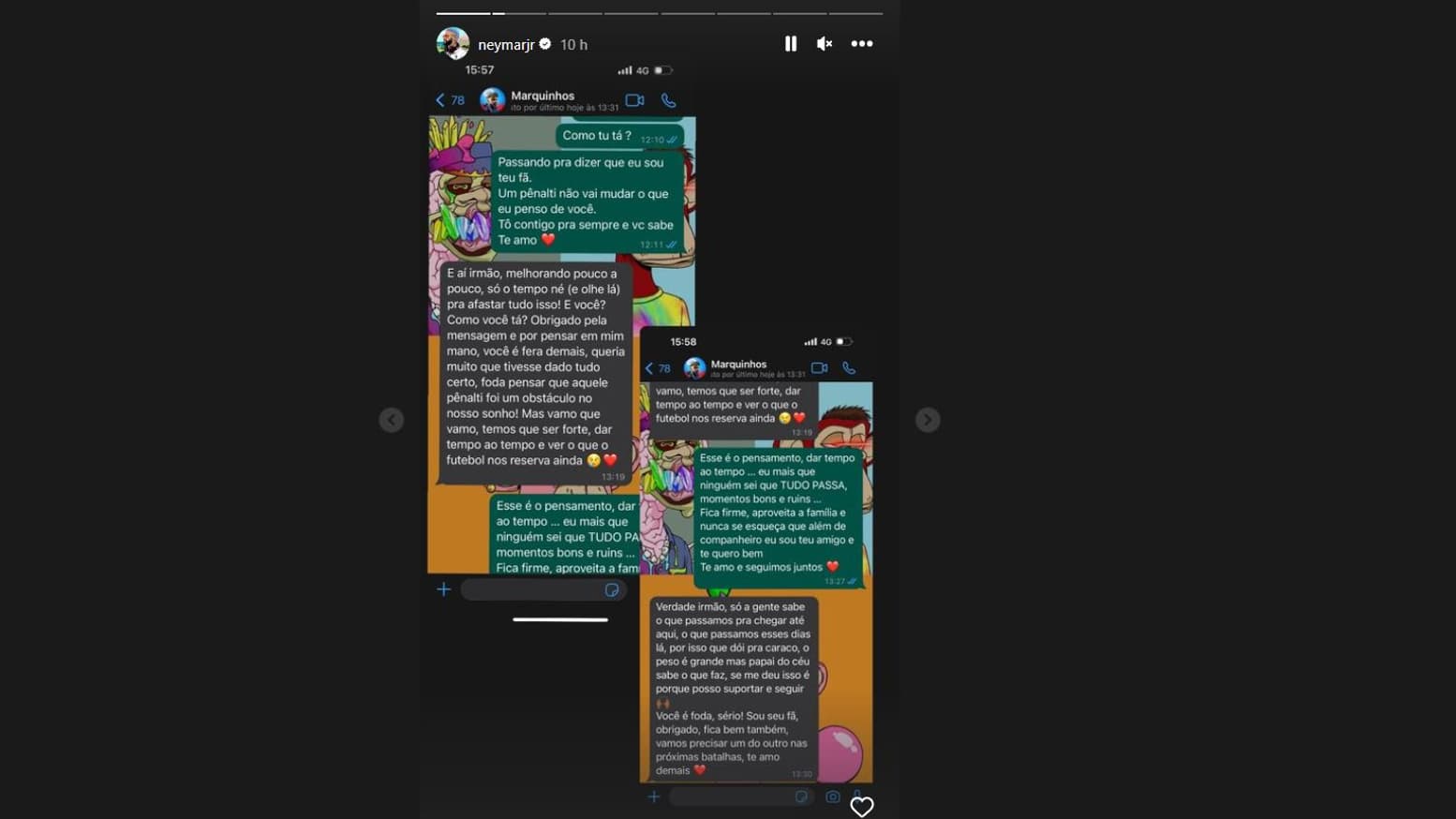 Les messages entre Neymar et Marquinhos Les messages entre Neymar et Marquinhos