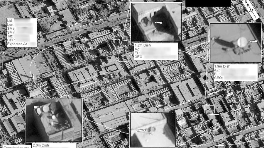 Cartes satellites utilisées dans le cadre du programme Ghoshunter, pour localiser une cible.