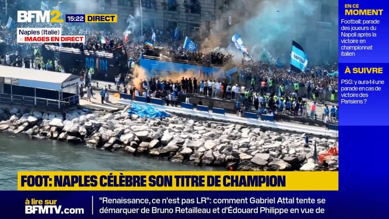 Football: les images impressionnantes de la parade du Napoli après son titre de champion d'Italie