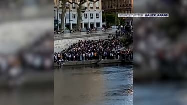 Des centaines de Lyonnais rassemblés sur les quais de Saône.